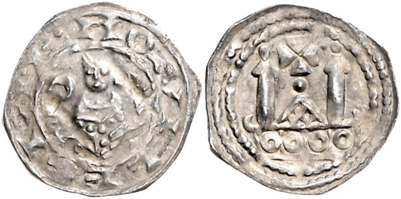 ITALIEN / AQUILEIA, Pilgrim II., 1195-1204, Pfennig. Brustb. v.vorn, hält Krumms...