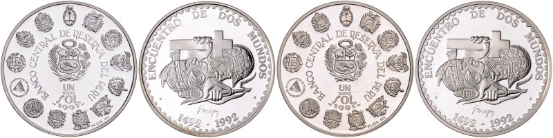 PERU, Republik, seit 1821, Nuevo Sol 1991. Je ca.26,99g. Erworben 01/11/14.
2 S...