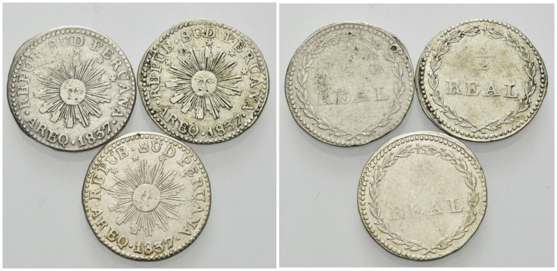 PERU / SÜD, Konföderation Peru-Bolivien, 1836-1839, 1/2 Real 1837 AREQ, Arequipa...