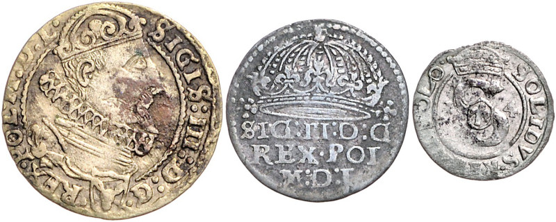 POLEN, Sigismund III., 1587-1632, 6 Groschen 1626. 3,56g; DAZU: Groschen 1614. 1...