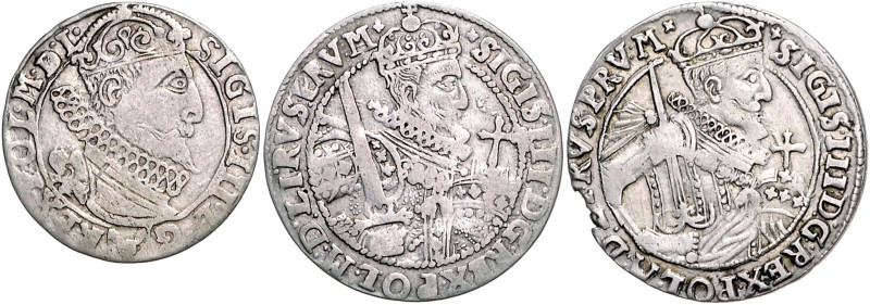 POLEN, Sigismund III., 1587-1632, Ort =1/4 Taler 1622; DAZU: Ort 1623. Je ca.6,8...