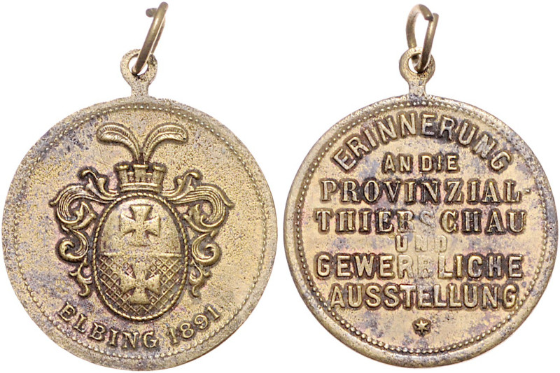 POLEN / DANZIG, Stadt, Bronzegussmed. 1891, a.d. provinzale Tierschau und gewerb...