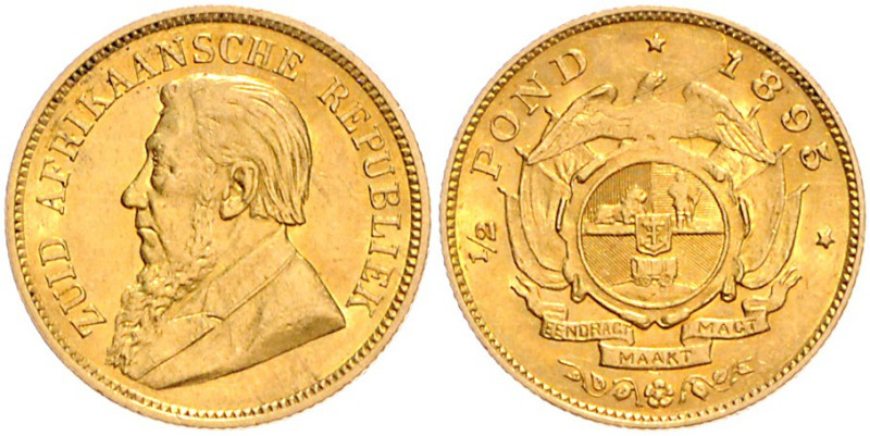 SÜDAFRIKA, Zuid Afrikaansche Republiek, 1852-1910, Krueger 1/2 Pound 1895.
Ware...