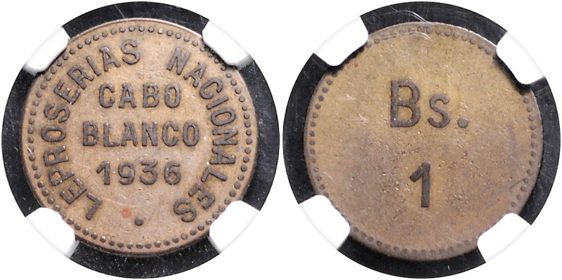 VENEZUELA, Republik, seit 1830, Cabo Blanco Bolivar 1936. Leprakolonieprägung.
...