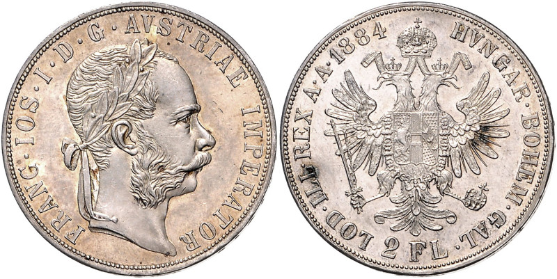 HAUS HABSBURG, Franz Joseph I., 1848-1916, Doppelgulden 1884.
f.st
Dav.27; T.4...