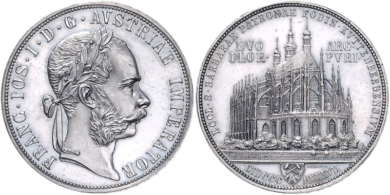 HAUS HABSBURG, Franz Joseph I., 1848-1916, Gedenkdoppelgulden 1887. Wiedereröffn...