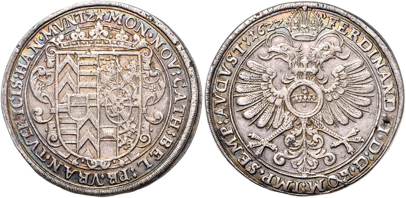 HANAU-MÜNZENBERG, Katharina Belgica, 1612-1626, Reichstaler 1622. Mit Titel Ferd...