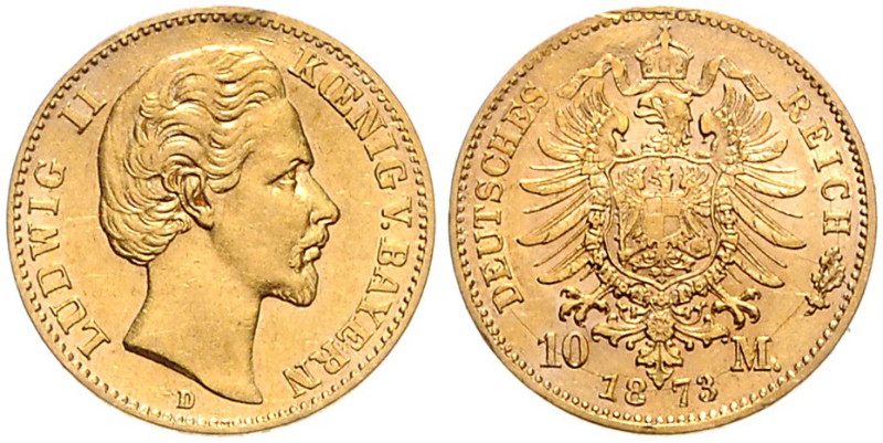 BAYERN, Ludwig II., 1864-1886, 10 Mark 1873 D.
Ware ist MwSt-befreit
VAT tax f...