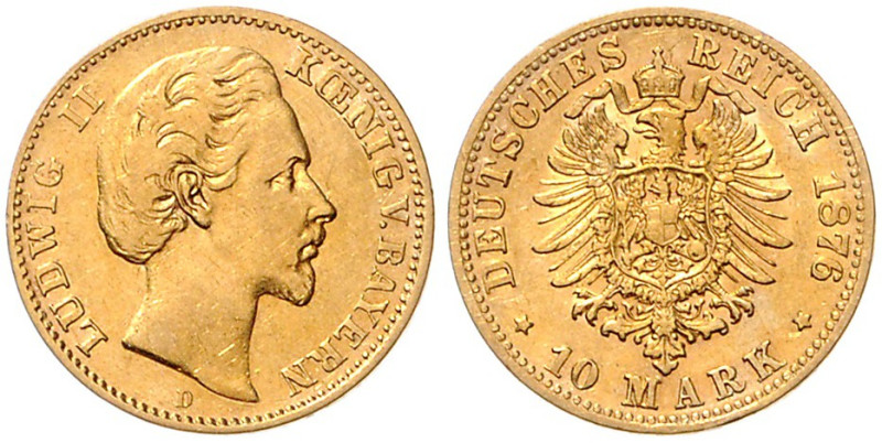 BAYERN, Ludwig II., 1864-1886, 10 Mark 1876 D.
Ware ist MwSt-befreit
VAT tax f...