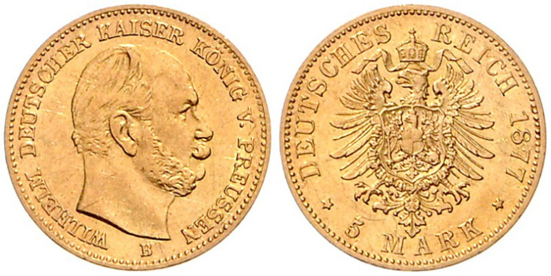 PREUSSEN, Wilhelm I., 1861-1888, 5 Mark 1877 B.
ss
J.244