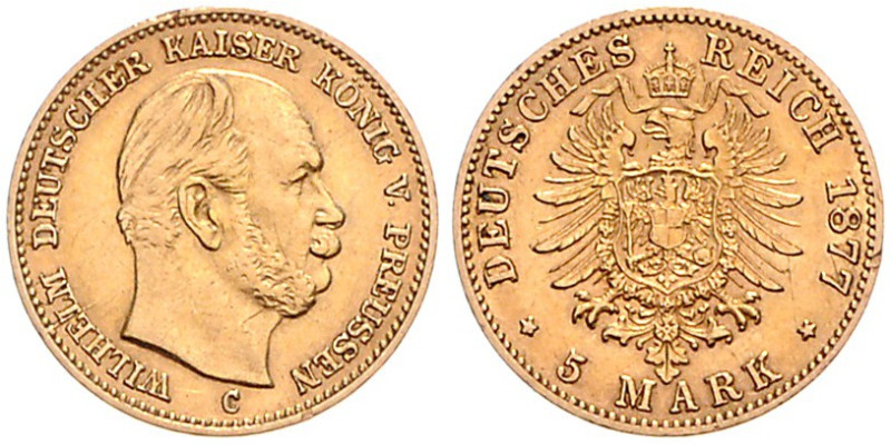 PREUSSEN, Wilhelm I., 1861-1888, 5 Mark 1877 C.
ss
J.244