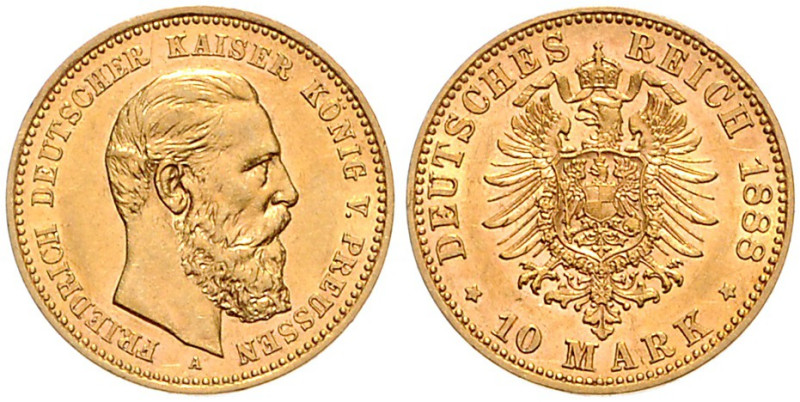 PREUSSEN, Friedrich III., 1888, 10 Mark 1888 A.
Ware ist MwSt-befreit
VAT tax ...