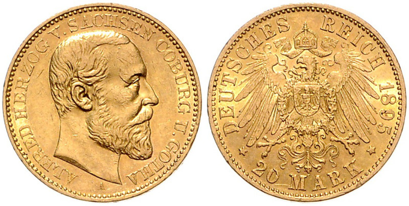 SACHSEN-COBURG-GOTHA, Alfred, 1893-1900, 20 Mark 1895 A.
f.st
J.272