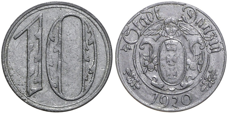 DANZIG, Freie Stadt, 1920-1939, 10 Pfennig 1920. Große Wz.
ss/vz
J.D1b; N.691;...