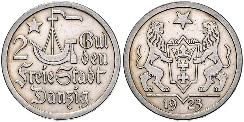 DANZIG, Freie Stadt, 1920-1939, 2 Gulden 1923.
ss
J.D8