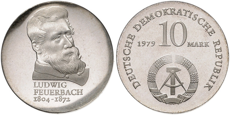 DEUTSCHE DEMOKRATISCHE REPUBLIK, 1949-1991, 10 Mark 1979. Ludwig Feuerbach.
PP...