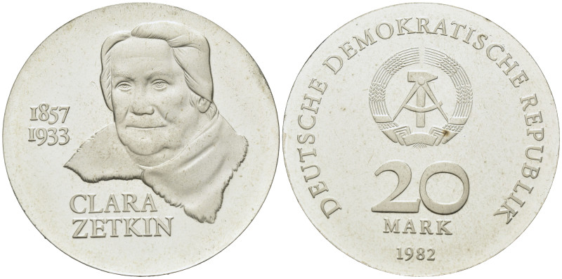 DEUTSCHE DEMOKRATISCHE REPUBLIK, 1949-1991, 20 Mark 1982. Clara Zetkin.
PP
J.1...