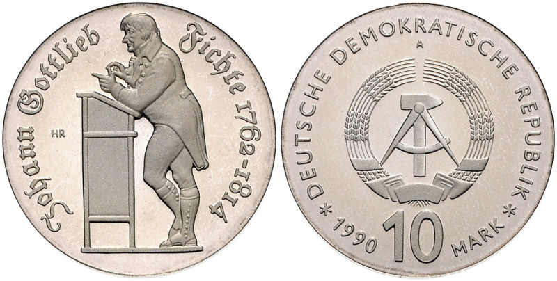 DEUTSCHE DEMOKRATISCHE REPUBLIK, 1949-1991, 10 Mark 1990 A. Johann Gottlieb Fich...