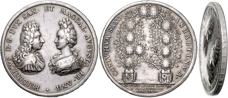 SACHSEN-GOTHA-ALTENBURG, Friedrich II., 1691-1732, Silbermed.1696 von C.Wermuth ...