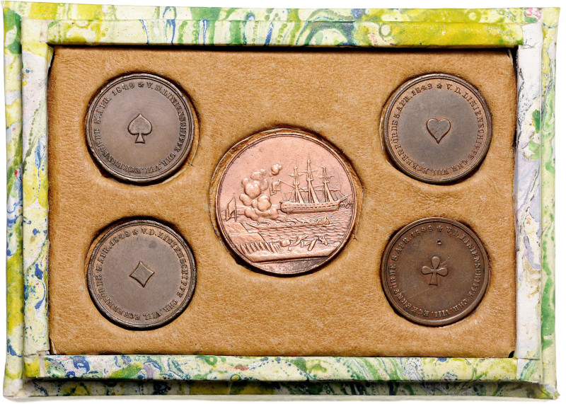 SCHLESWIG-HOLSTEIN, Zeit der Erhebung, 1848-1851, Serie von 5 kupfernen Whistmar...