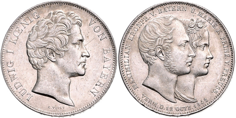 BAYERN, Ludwig I., 1825-1848, Geschichtsdoppeltaler 1842. Vermählung Maximilians...