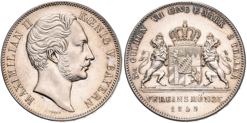 BAYERN, Maximilian II., 1848-1864, Doppeltaler 1855.
st
AKS 146; T.91; Dav.601