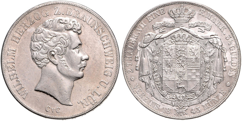 BRAUNSCHWEIG-LÜNEBURG, Wilhelm, 1831-1884, Doppeltaler 1843.
vz
AKS 72; T.118;...