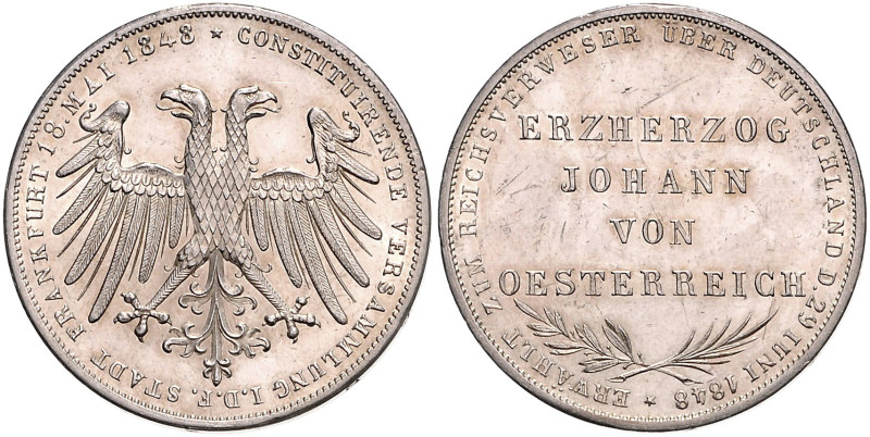 FRANKFURT, Freie Stadt, 1815-1866, Doppelgulden 1848. Erzherzog Johann von Öster...