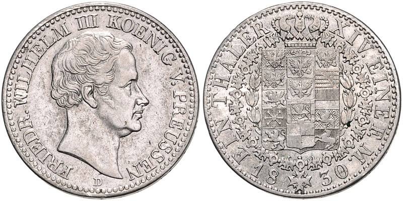 PREUSSEN, Friedrich Wilhelm III., 1797-1840, Taler 1830 D.
ss/vz
AKS 17; T.250...