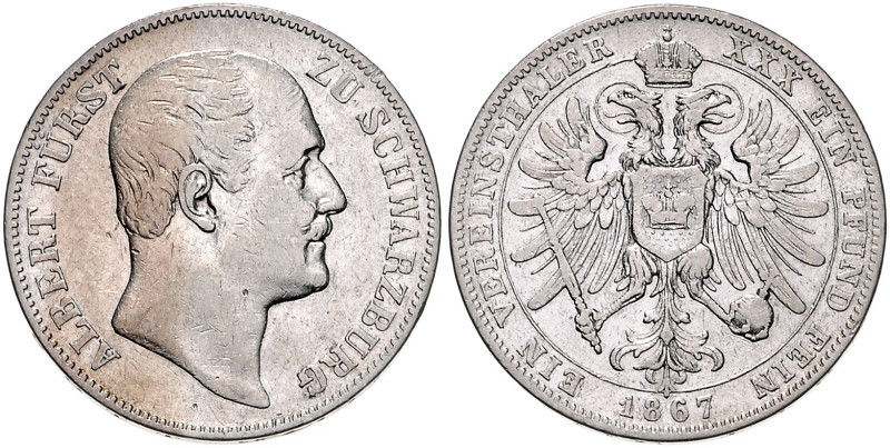 SCHWARZBURG-RUDOLSTADT, Albert, 1867-1869, Vereinstaler 1867.
Kr., f.ss/ss
AKS...