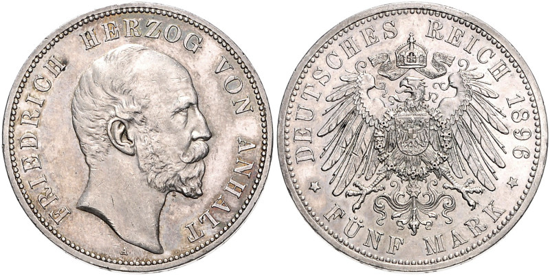 ANHALT, Friedrich I., 1871-1904, 5 Mark 1896 A.
f.st
J.21