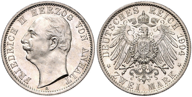 ANHALT, Friedrich II., 1904-1918, 2 Mark 1904 A. Regierungsantritt.
Erstabschla...