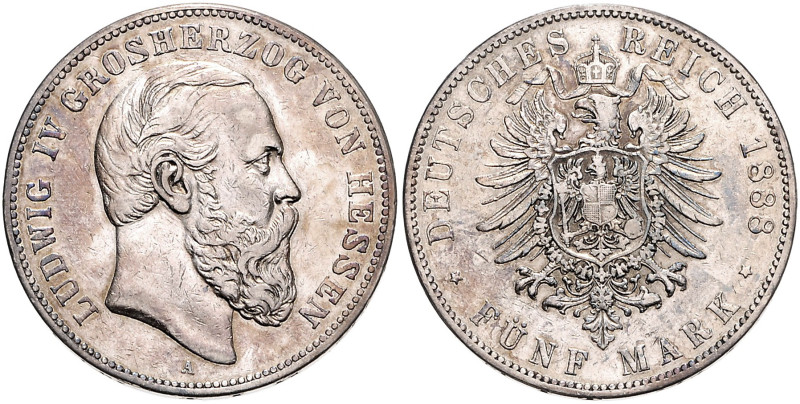 HESSEN, Ludwig IV., 1877-1892, 5 Mark 1888 A.
ss/vz
J.69