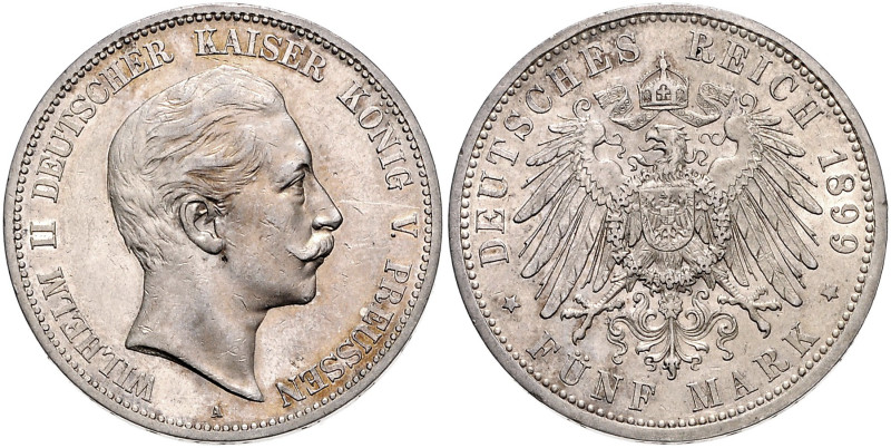 PREUSSEN, Wilhelm II., 1888-1918, 5 Mark 1899 A.
f.st
J.104