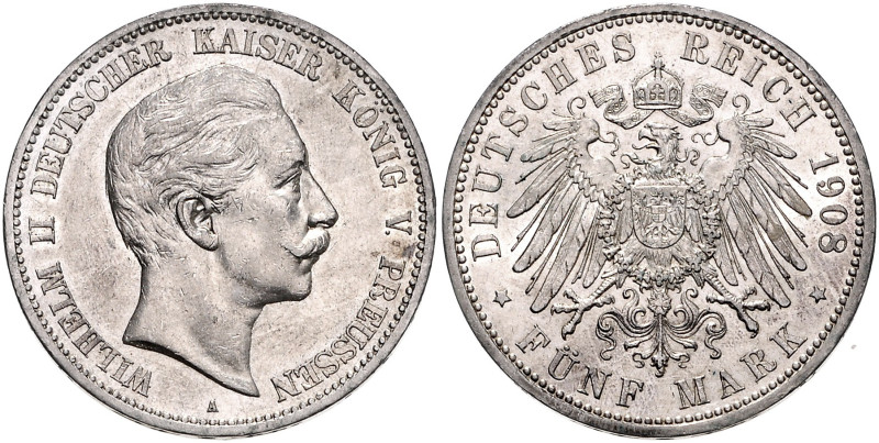 PREUSSEN, Wilhelm II., 1888-1918, 5 Mark 1908 A.
f.st
J.104