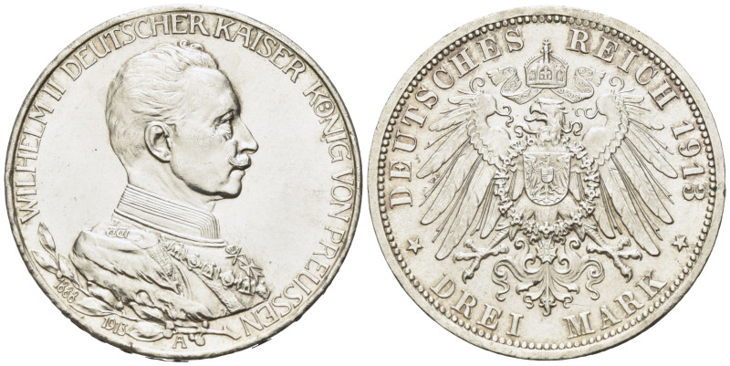 PREUSSEN, Wilhelm II., 1888-1918, 3 Mark 1913 A. 25jähr. Reg.-Jub.
st
J.112