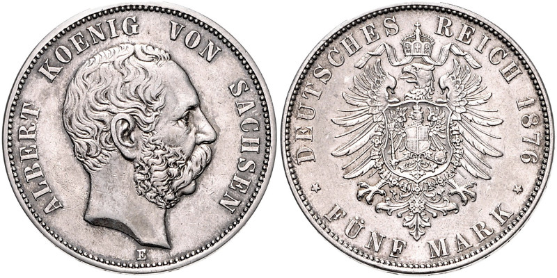 SACHSEN, Albert, 1873-1902, 5 Mark 1876 E.
vz/st
J.122