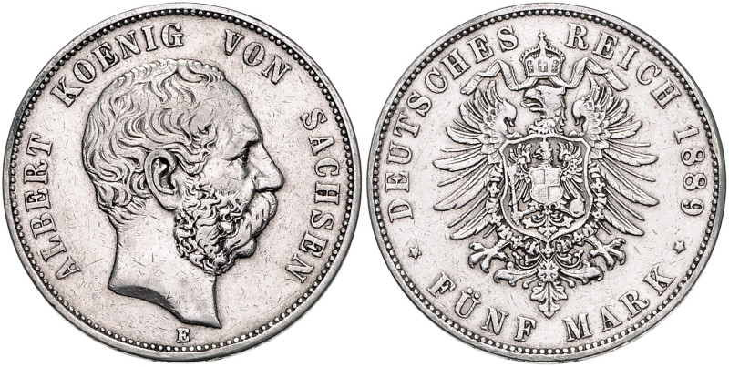 SACHSEN, Albert, 1873-1902, 5 Mark 1889 E.
ss/vz
J.122