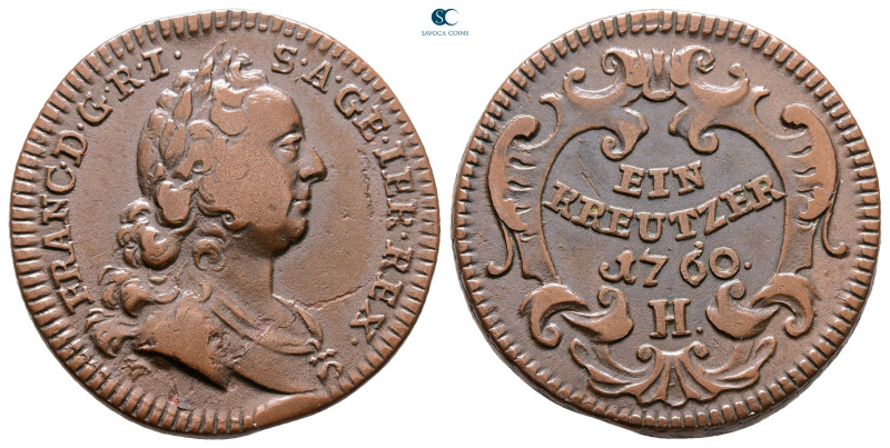 Austria. Hall. Franz I of Lorraine AD 1745-1765. 
1 Kreuzer CU 1760

26 mm, 1...