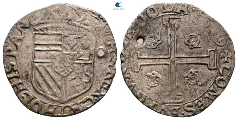 France. Dôle. Philip II of Habsburg, King of Spain AD 1556-1598. Hole
2 Gros AR...