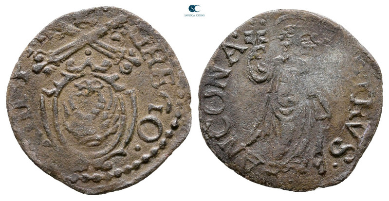 Italy. Papal state, Ancona. Gregorius XIII AD 1572-1585. 
Quattrino BI

16 mm...