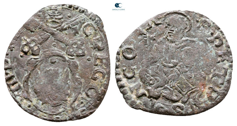 Italy. Papal state, Ancona. Gregorius XIII AD 1572-1585. 
Quattrino BI

16 mm...