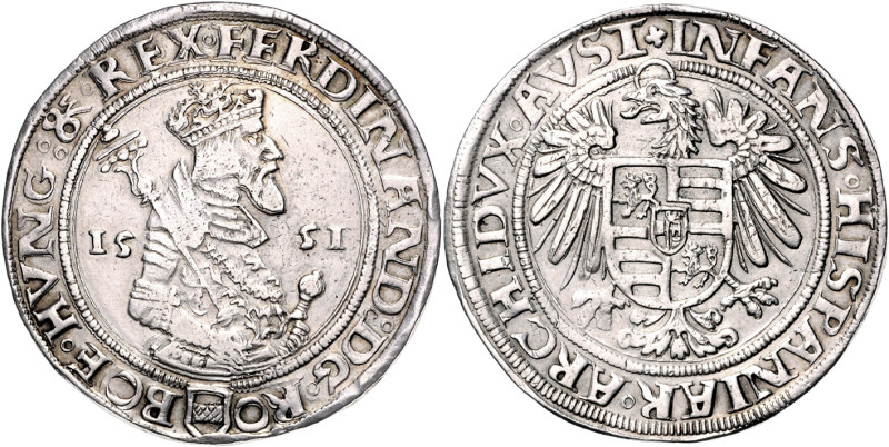 FERDINAND I (1526 - 1564)&nbsp;
1 Thaler, 1551, Jáchymov, Puellacher, 27,75g, H...