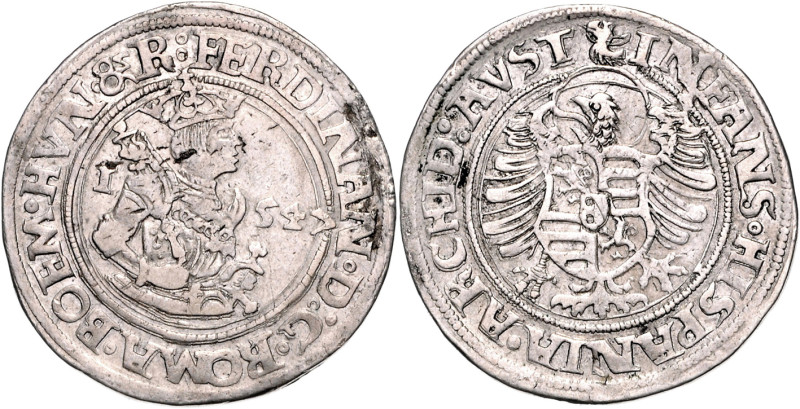 FERDINAND I (1526 - 1564)&nbsp;
1/2 Thaler, 1547, Jáchymov, Puellacher, 14,33g,...