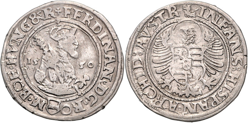 FERDINAND I (1526 - 1564)&nbsp;
1/2 Thaler, 1550, Jáchymov, Puellacher, 14,15g,...