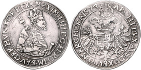MAXIMILIAN II (1564 - 1576)&nbsp;
1 Thaler, 1574, HS Košice, 28,66g, Husz 982&nbsp;

about EF | about EF , opracovaná hrana | tooled edge