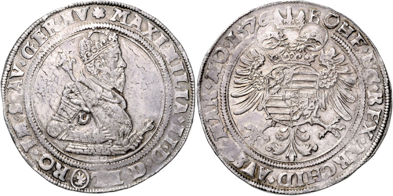 MAXIMILIAN II (1564 - 1576)&nbsp;
1 Thaler, 1576, Kutná Hora, Šatný, 29,04g, Ha...
