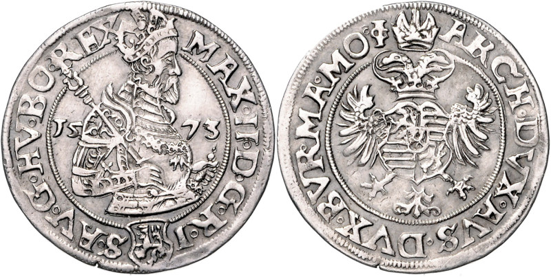 MAXIMILIAN II (1564 - 1576)&nbsp;
1/4 Thaler, 1573, Jáchymov, Geitzkofler, 7,12...