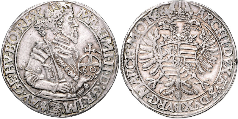MAXIMILIAN II (1564 - 1576)&nbsp;
60 Kreuzer, 1566, Praha, Harder, 24,61g, Hal ...