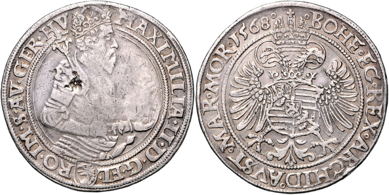 MAXIMILIAN II (1564 - 1576)&nbsp;
60 Kreuzer, 1568, Praha, Harder, 24,28g, Hal ...